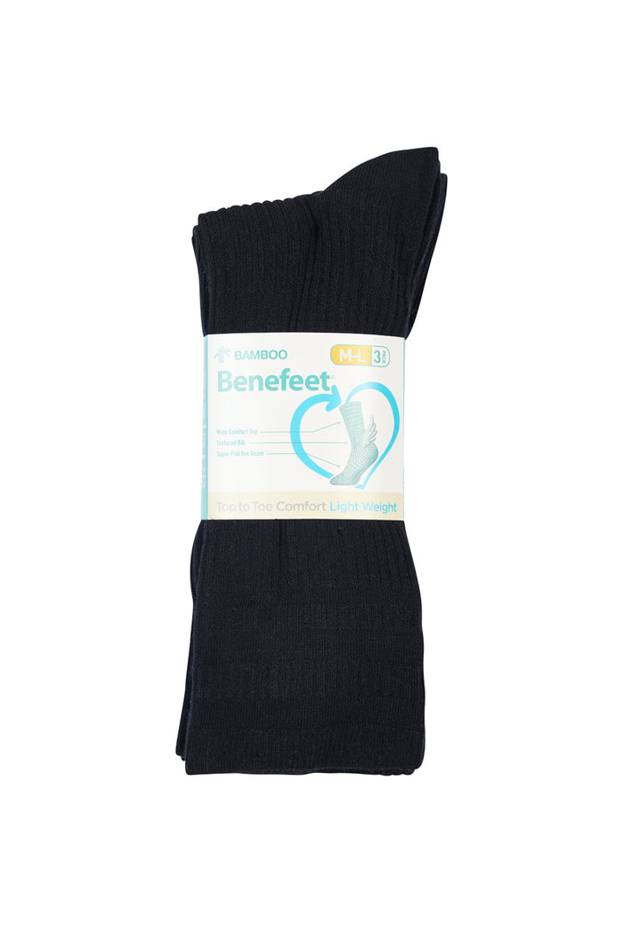 Bamboo Top to Toe Comfort - 3 Pack -Lightweight Rib - Black