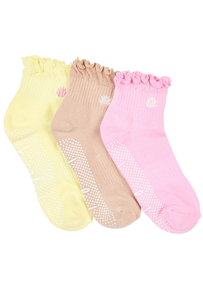 Cotton Frill Grip Socks - 3 Pack- Cushion Sole - Fairy Floss