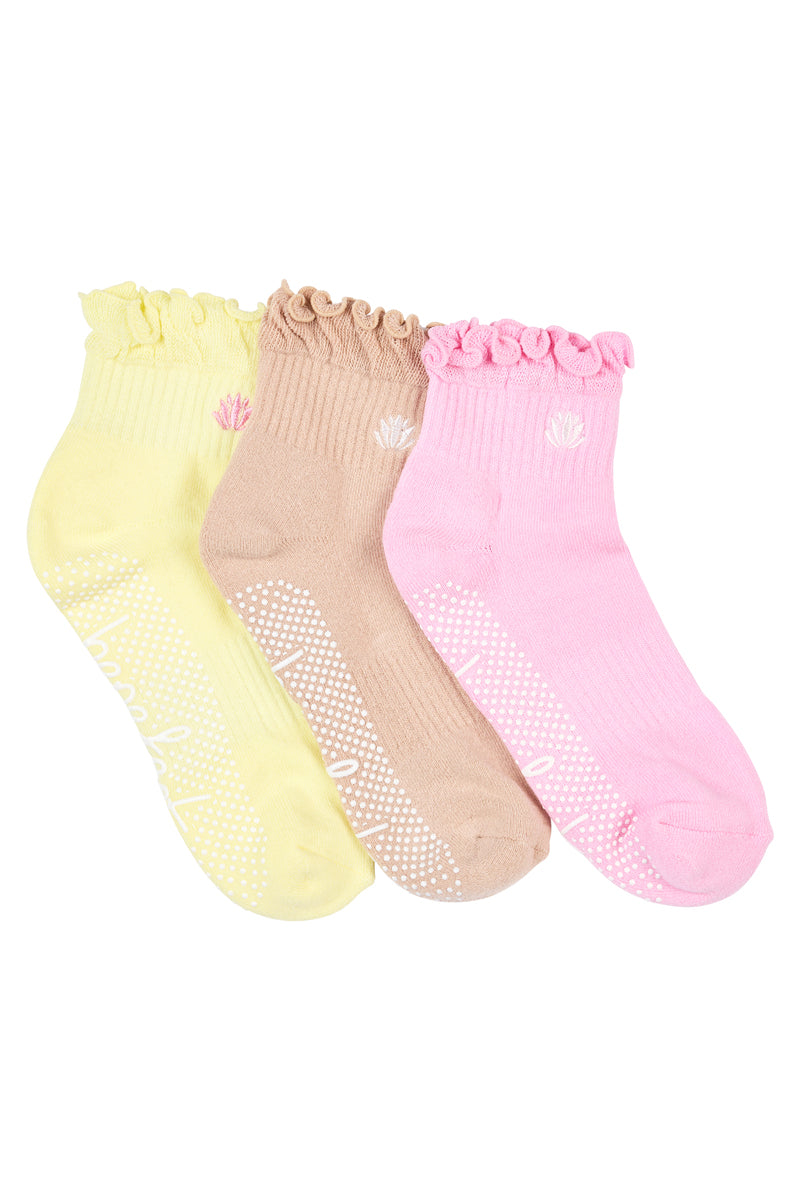 Women's Cotton Quarter Crew Pilates Socks 3 Pack