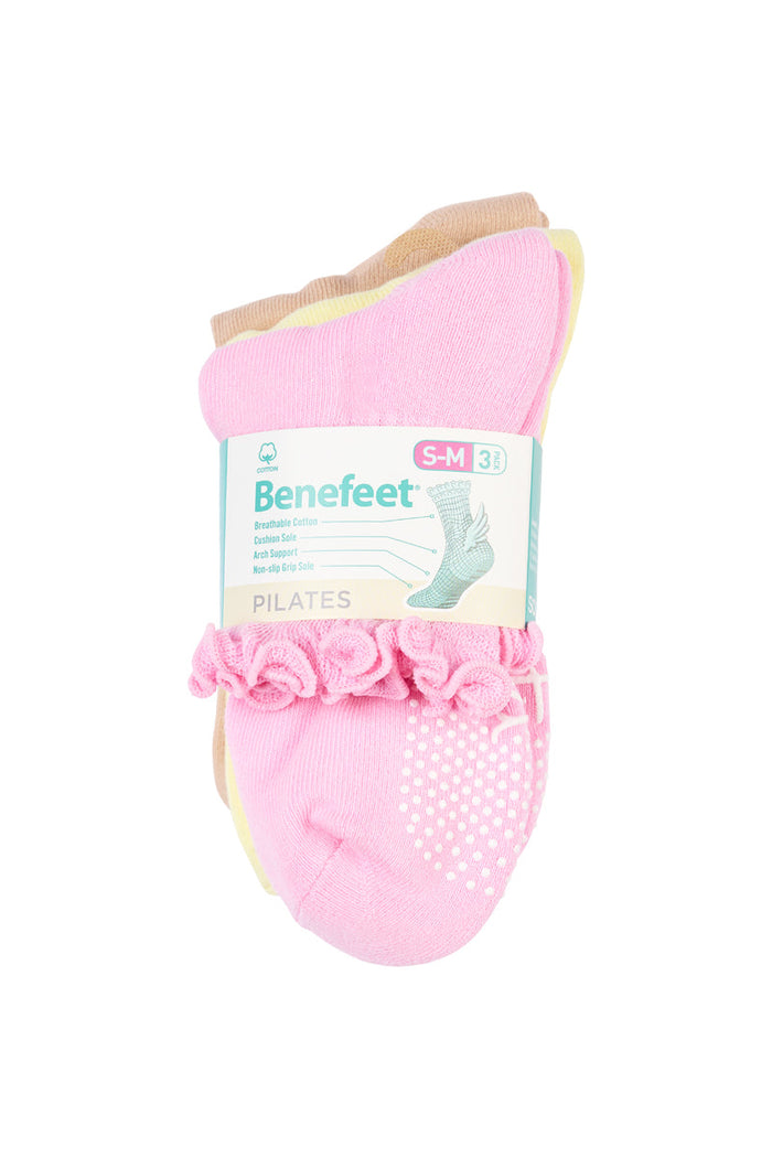 Cotton Frill Grip Socks - 3 Pack- Cushion Sole - Fairy Floss