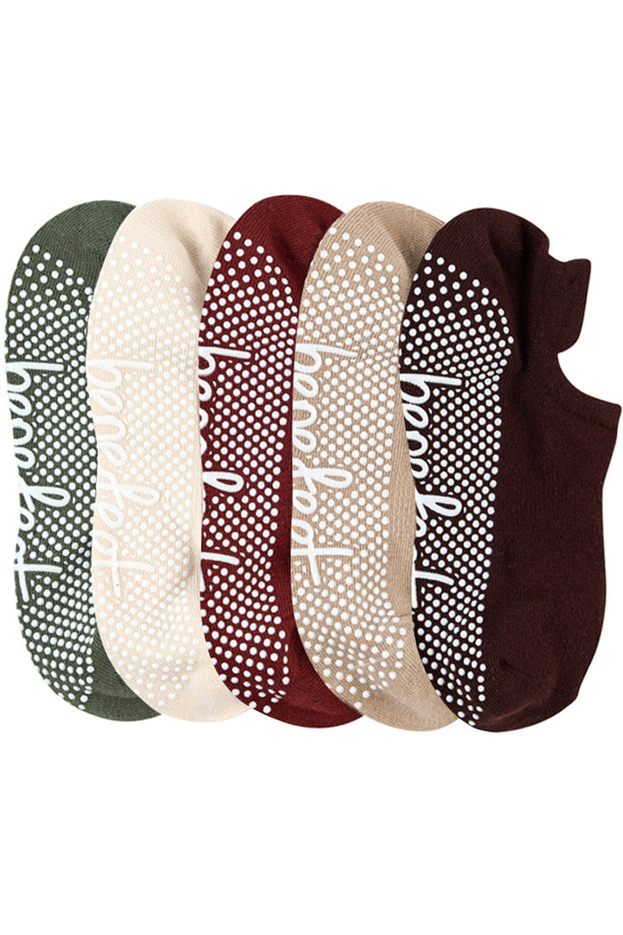 Cotton Grip Socks - 5 Pack- Lightweight - Bitter Chocolate