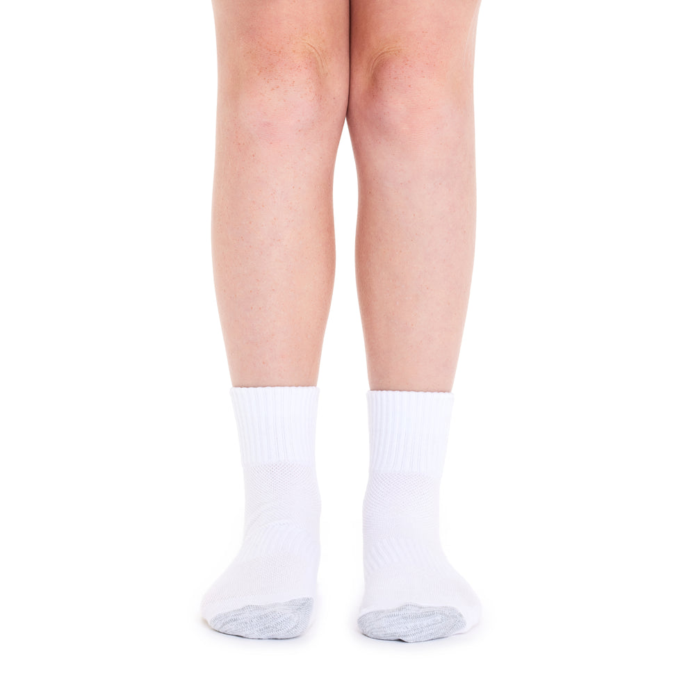 Tough Quarter Crew Cushion Foot Socks - 3 Pack- White
