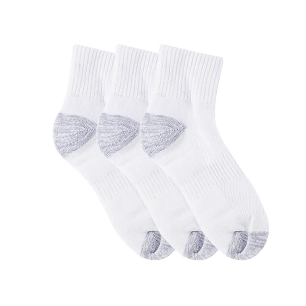 Tough Quarter Crew Cushion Foot Socks - 3 Pack- White