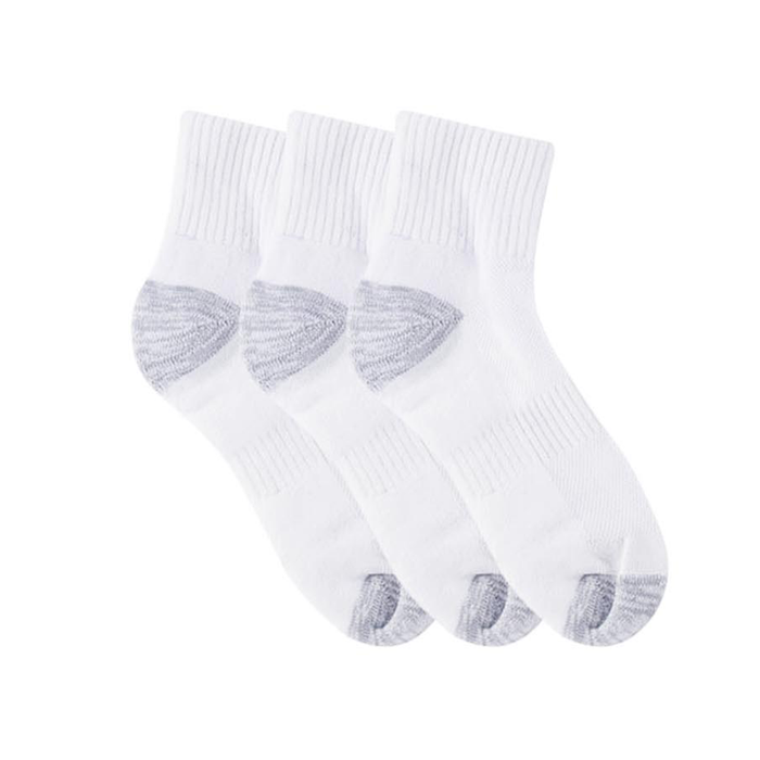Tough Quarter Crew Cushion Foot Socks - 3 Pack- White