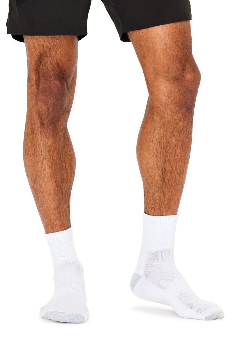 Tough Quarter Crew Cushion Foot Socks - 3 Pack- White