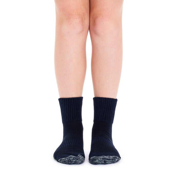 Tough Quarter Crew Cushion Foot Socks - 3 Pack - Navy