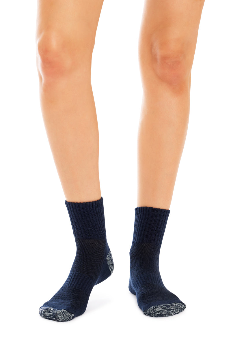 Tough Quarter Crew Cushion Foot Socks - 3 Pack- Black