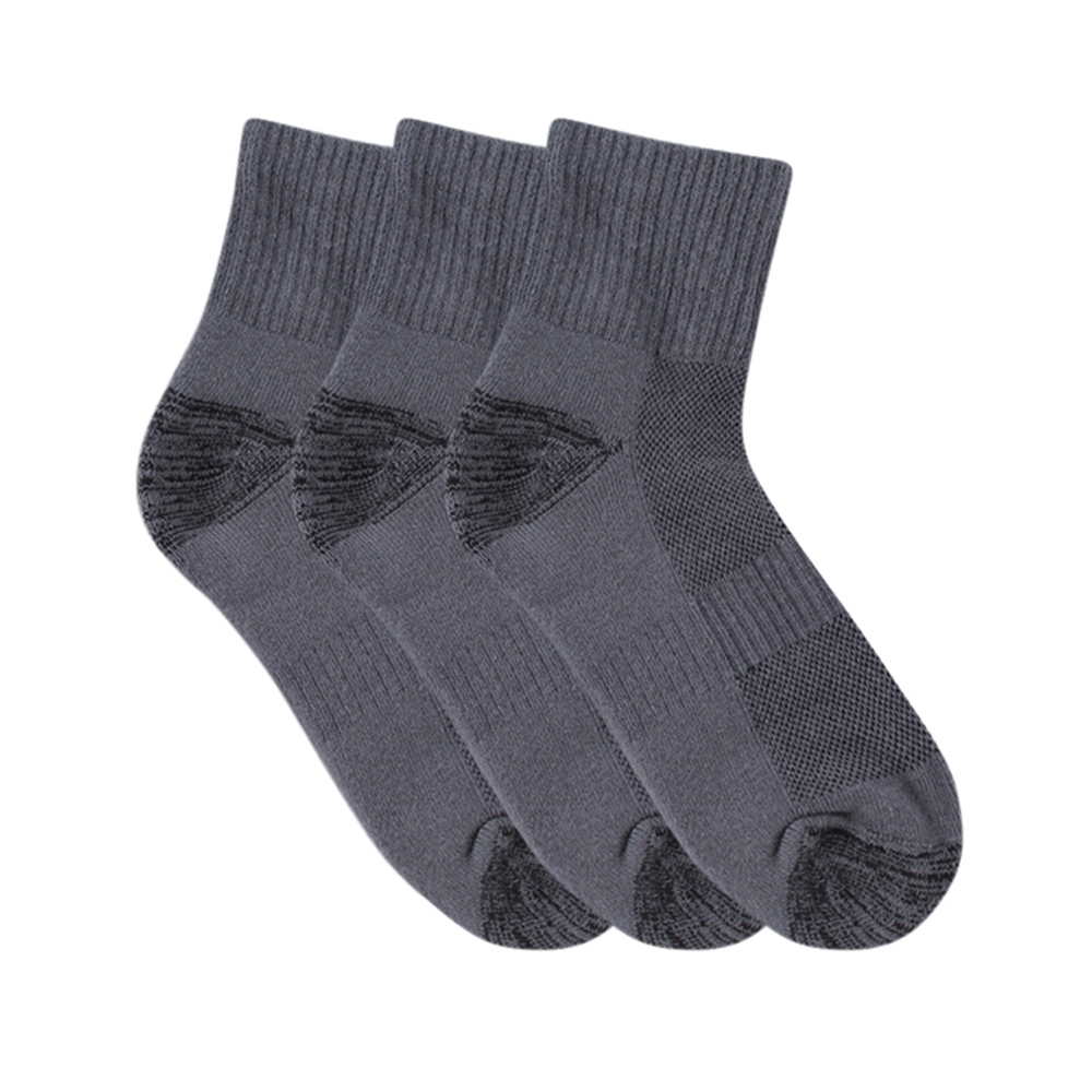 Tough Quarter Crew Cushion Foot Socks - 3 Pack- School Grey
