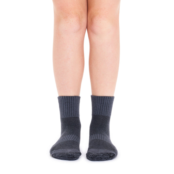 Tough Quarter Crew Cushion Foot Socks - 3 Pack - School Grey