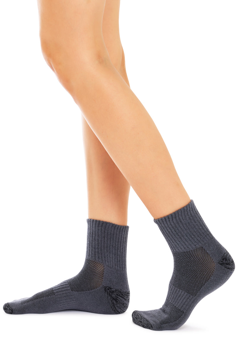 Tough Quarter Crew Cushion Foot Socks - 3 Pack- School Grey