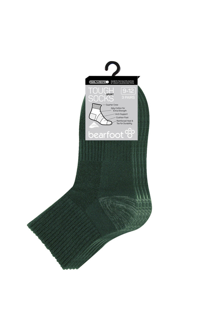 Tough Quarter Crew Cushion Foot Socks - 3 Pack- Bottle