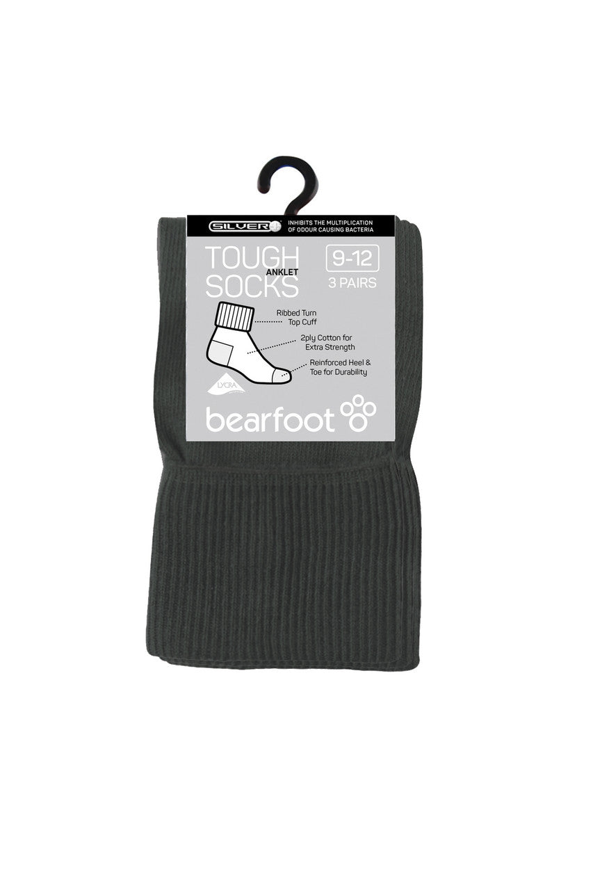 Tough Anklets - 3 Pack- School Grey