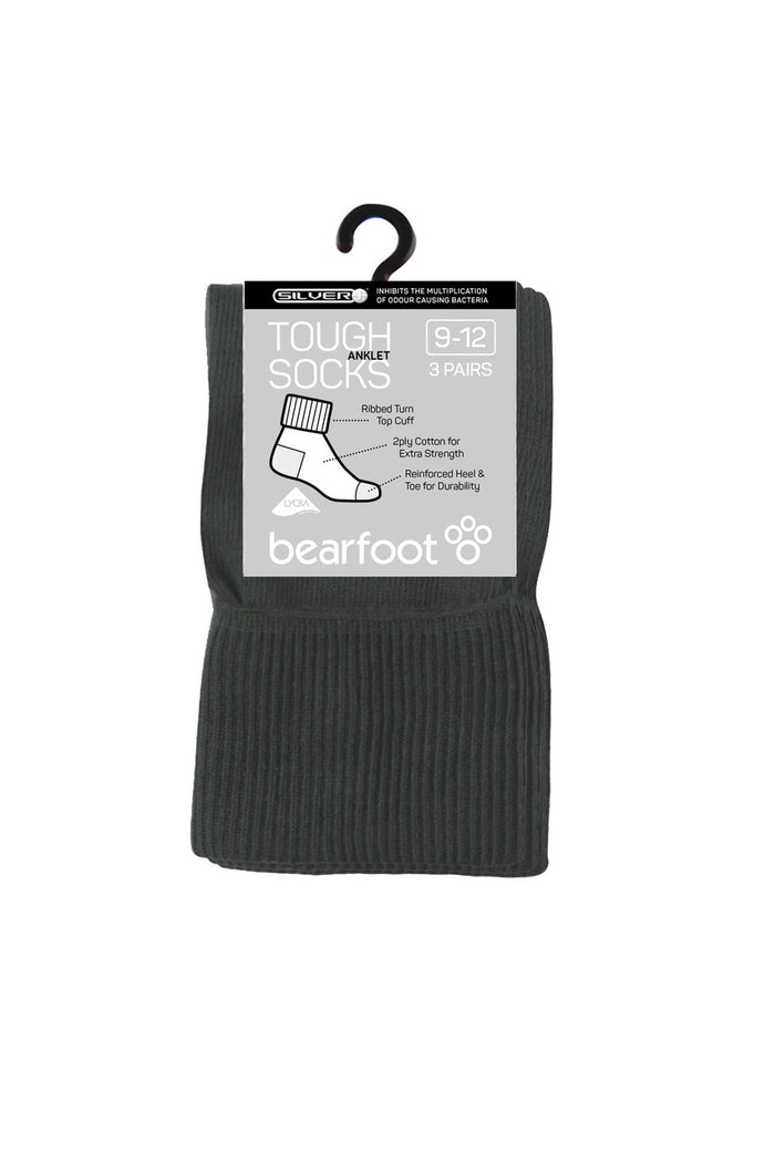 Tough Anklets - 3 Pack- School Grey