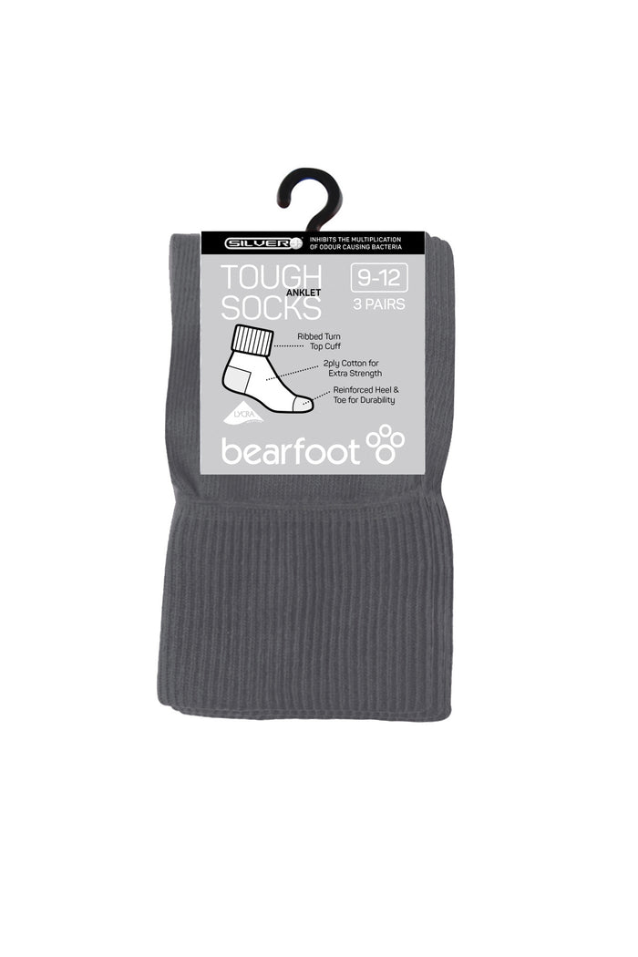Tough Anklets - 3 Pack - School Grey