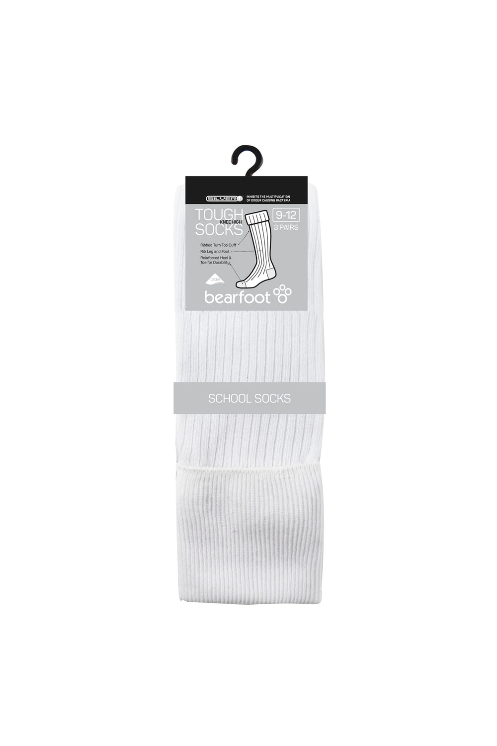 Tough Knee High Socks - 3 Pack- White