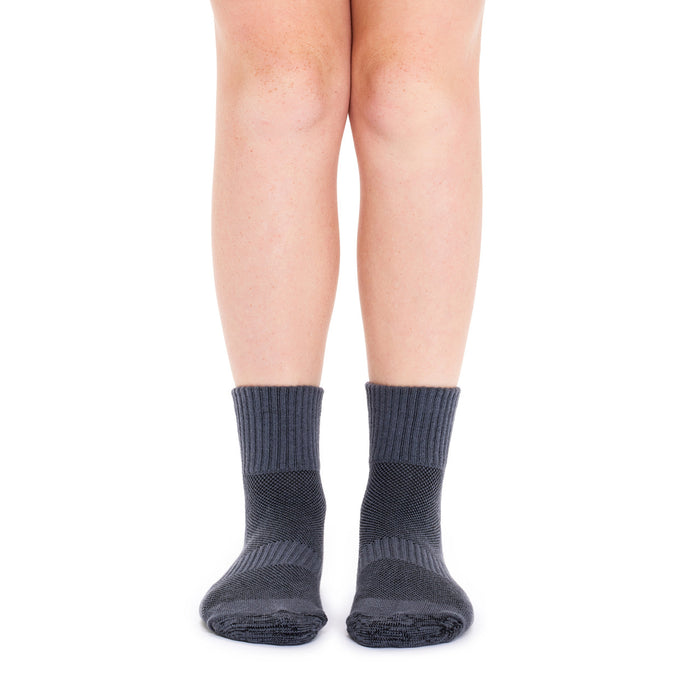 Tough Quarter Crew Cushion Foot Socks - 3 Pack- School Grey