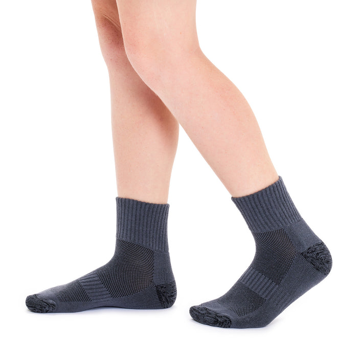 Tough Quarter Crew Cushion Foot Socks - 3 Pack- School Grey