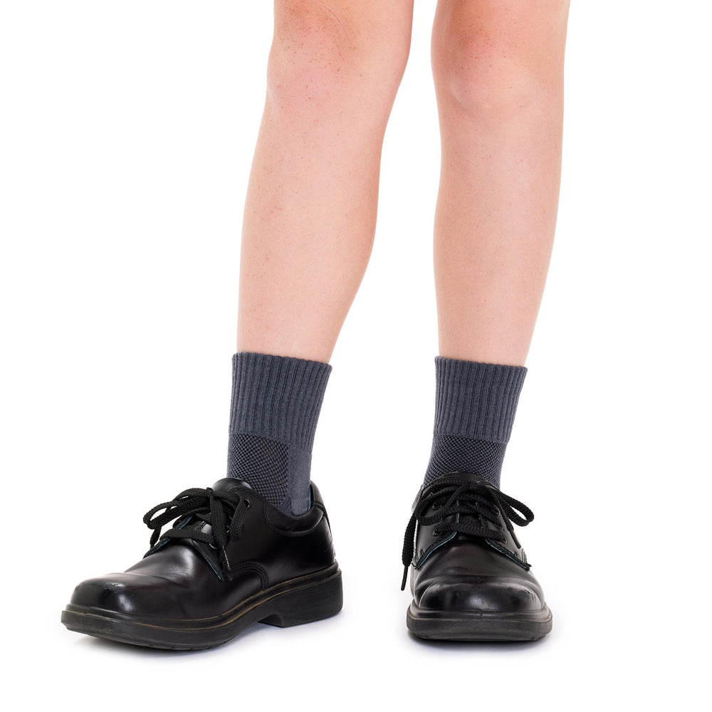 Tough Quarter Crew Cushion Foot Socks - 3 Pack- School Grey