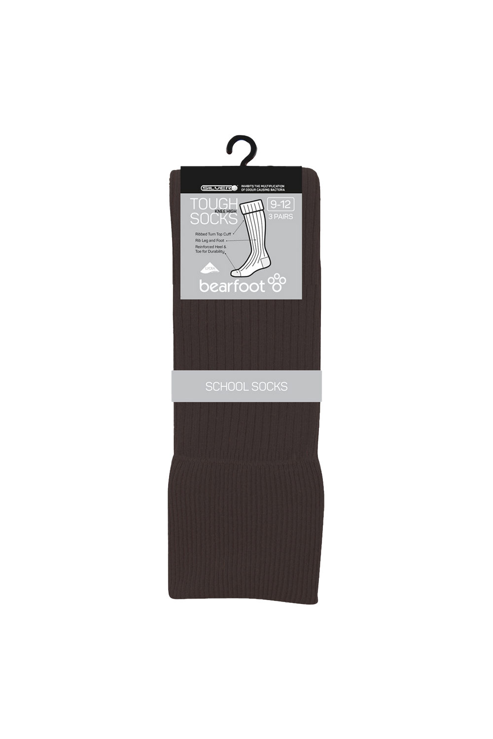 Tough Knee High Socks - 3 Pack- Chocolate