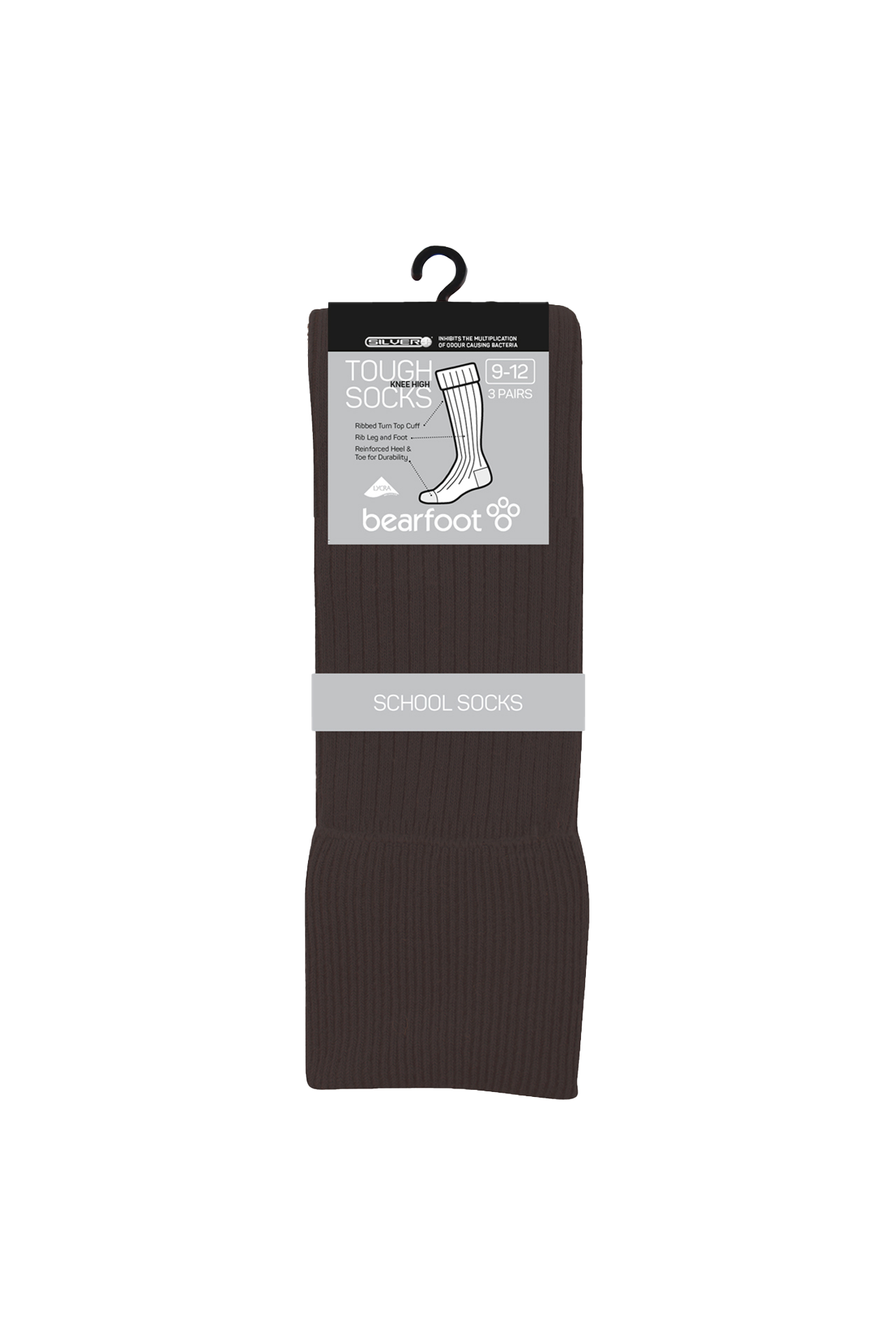 Tough Knee High Socks - 3 Pack- Chocolate