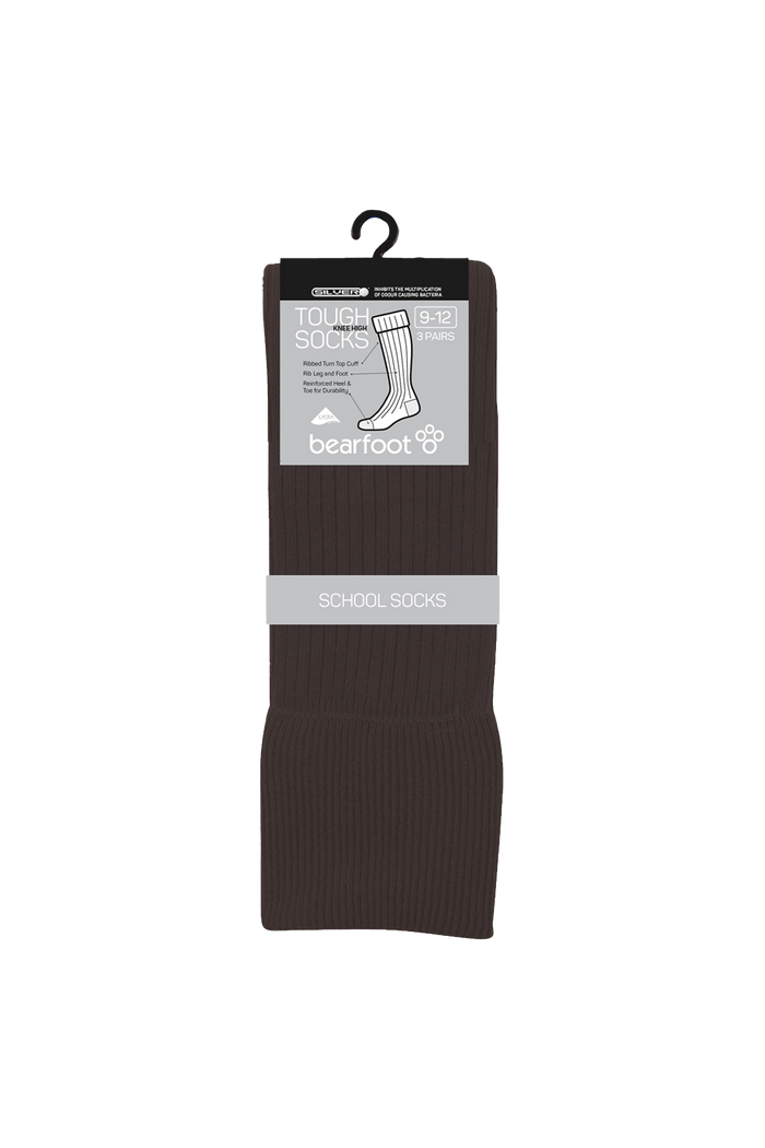 Tough Knee High Socks - 3 Pack- Chocolate
