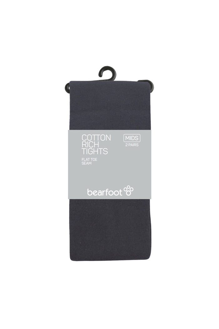 Cotton Rich Tights - 2 Pack- School Grey