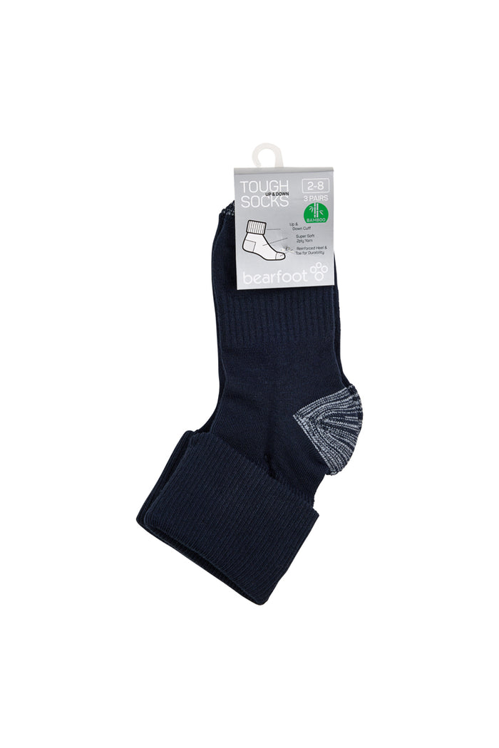 Tough Bamboo Up and Down Socks - 3 Pack- Navy