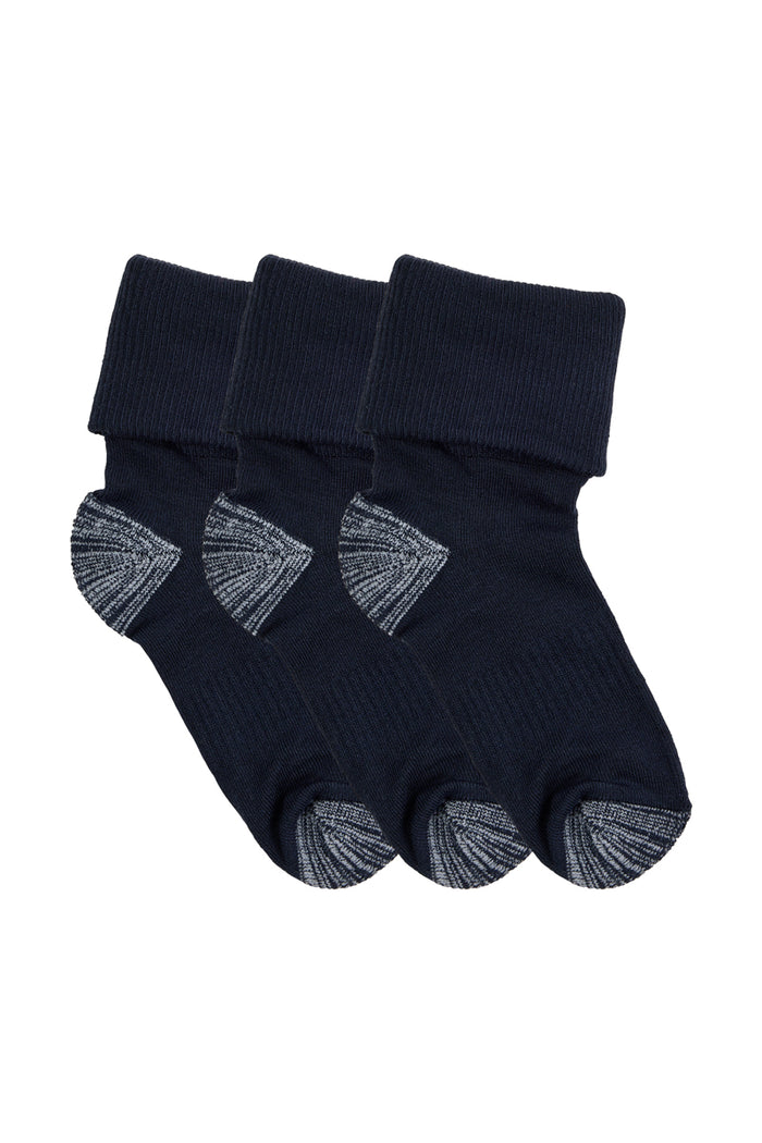 Tough Bamboo Up and Down Socks - 3 Pack- Navy