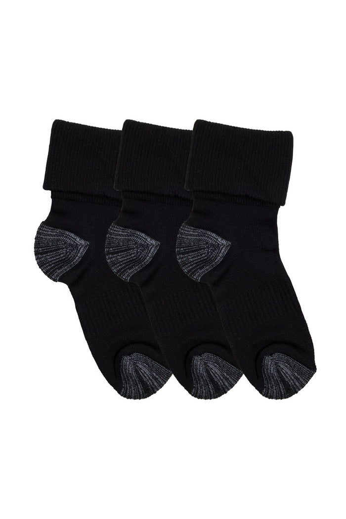 Tough Bamboo Up and Down Socks - 3 Pack-  Black