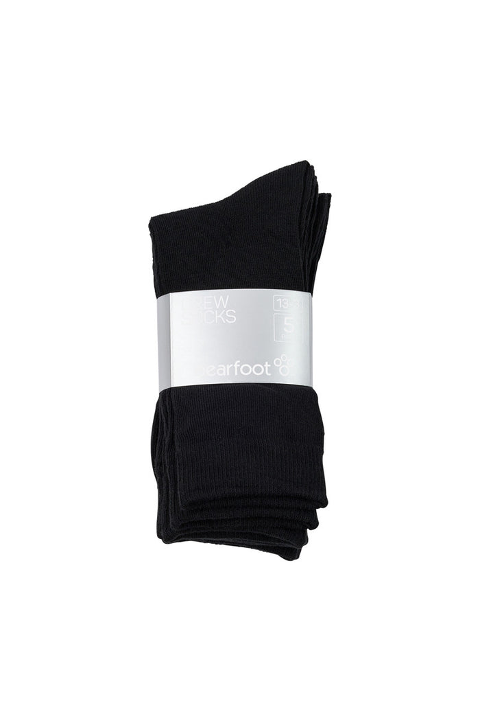 Kids Crew Socks- 5 Pack- Black