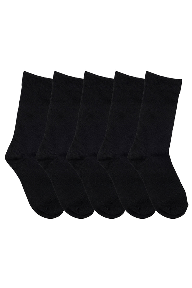 Kids Crew Socks- 5 Pack- Black