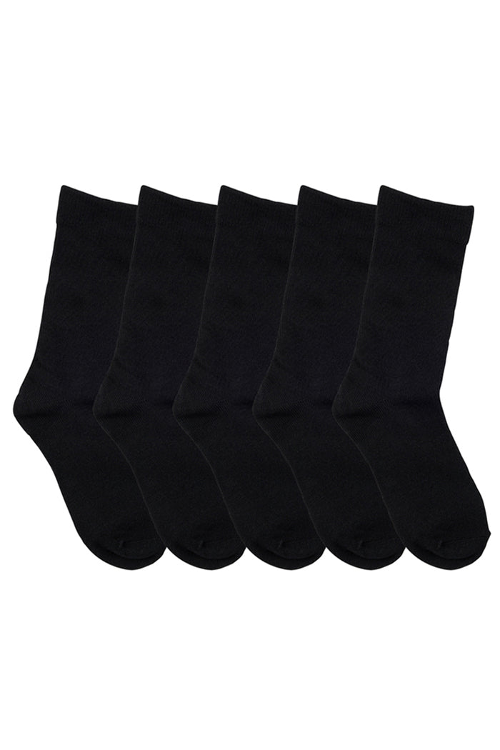 Kids Crew Socks- 5 Pack- Black