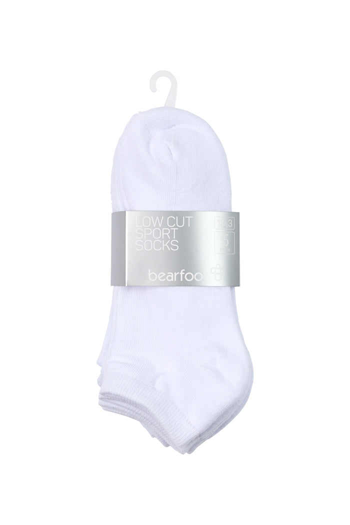 Kids Ankle Sport Socks- 5 Pack- White