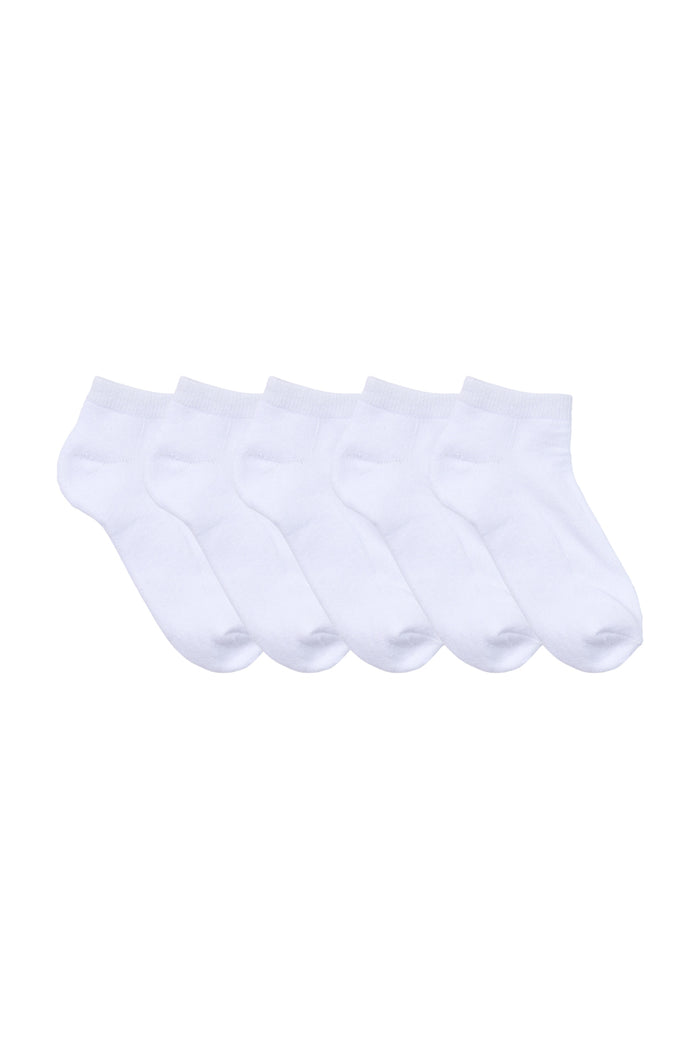 Kids Ankle Sport Socks- 5 Pack- White