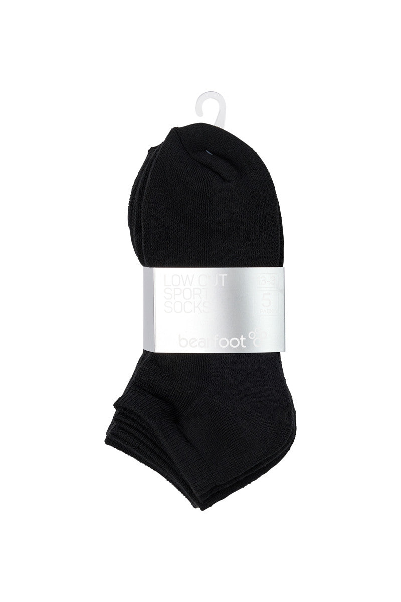 Kids Ankle Sport Socks- 5 Pack- Black