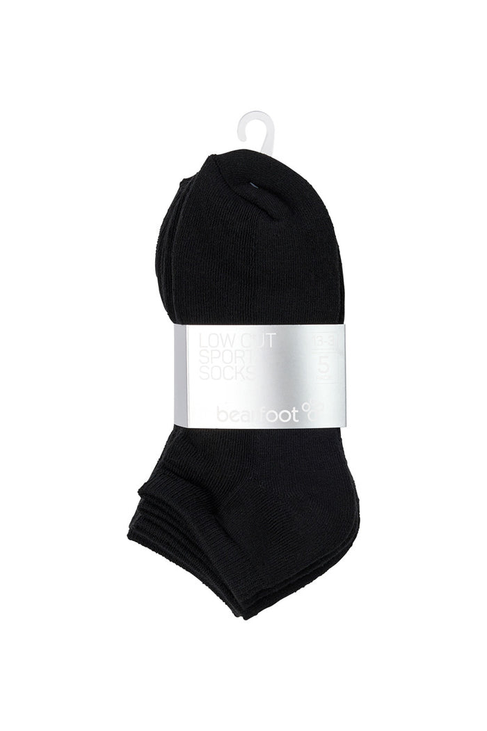 Kids Ankle Sport Socks- 5 Pack- Black