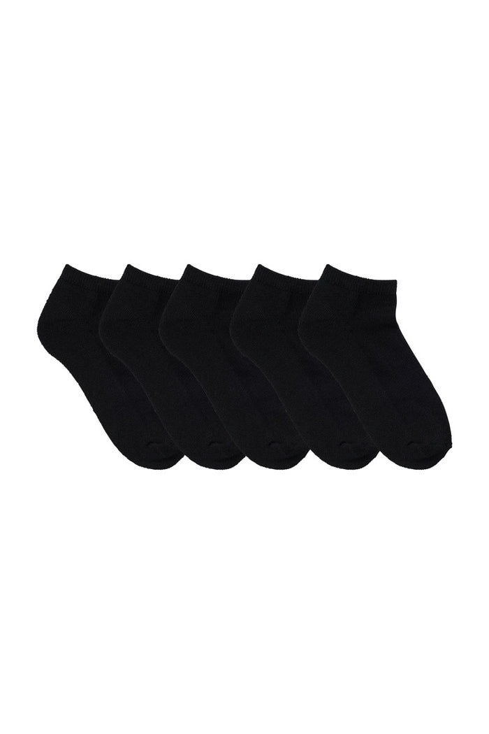 Kids Ankle Sport Socks- 5 Pack- Black
