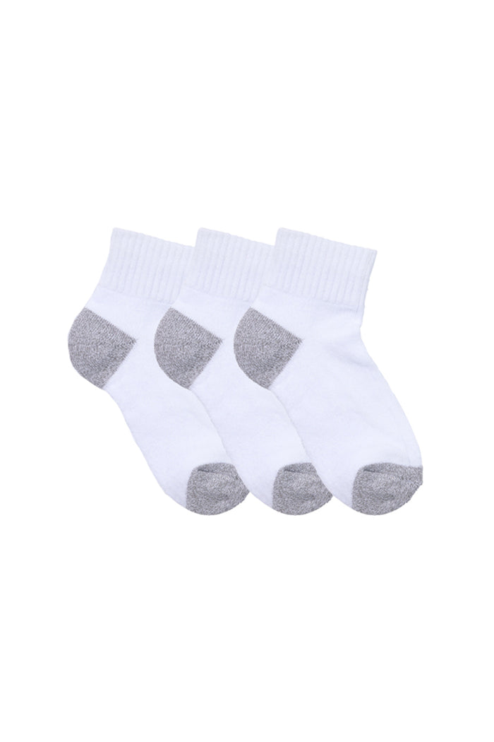 Kids Quarter Crew Sport Socks- 3 Pack- White