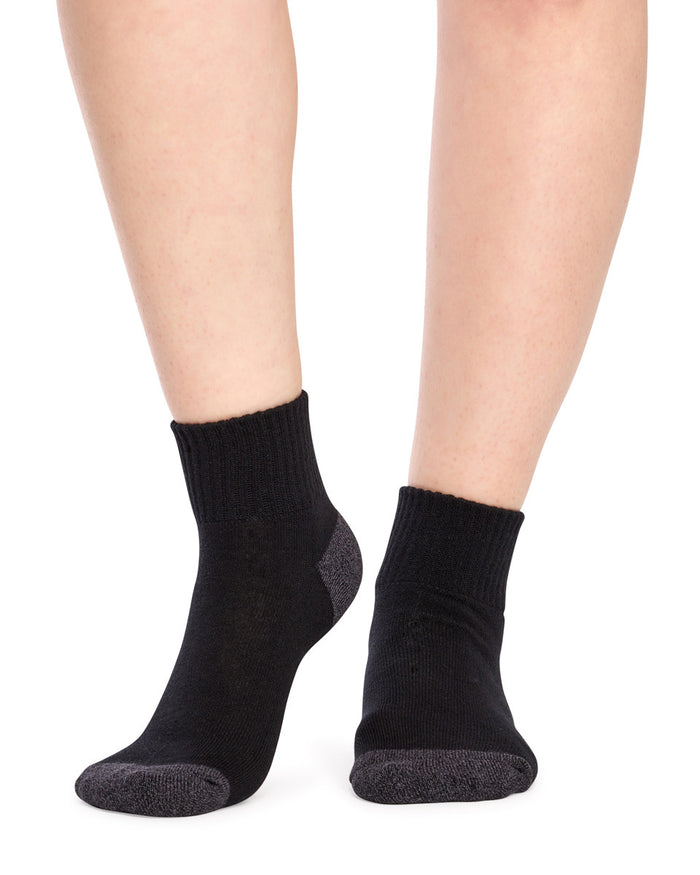 Kids Quarter Crew Sport Socks- 3 Pack- Black