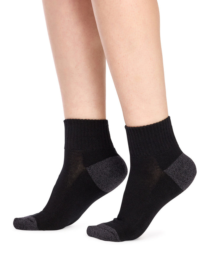 Kids Quarter Crew Sport Socks- 3 Pack- Black