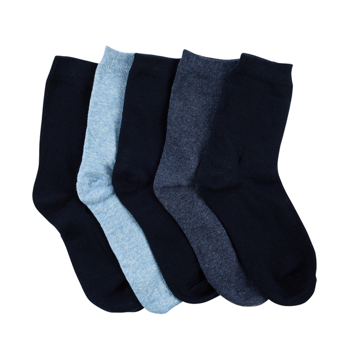 Kids Crew Socks- 5 Pack - Blue Marles