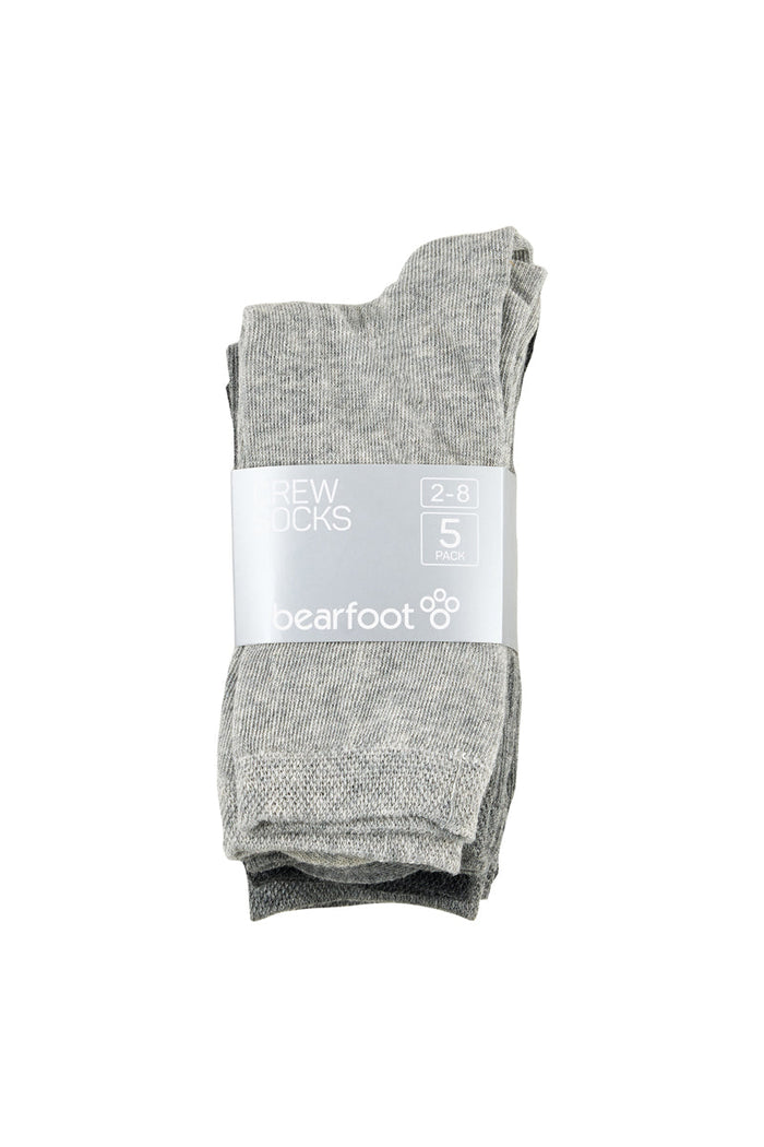 Kids Crew Socks- 5 Pack - Grey Marles