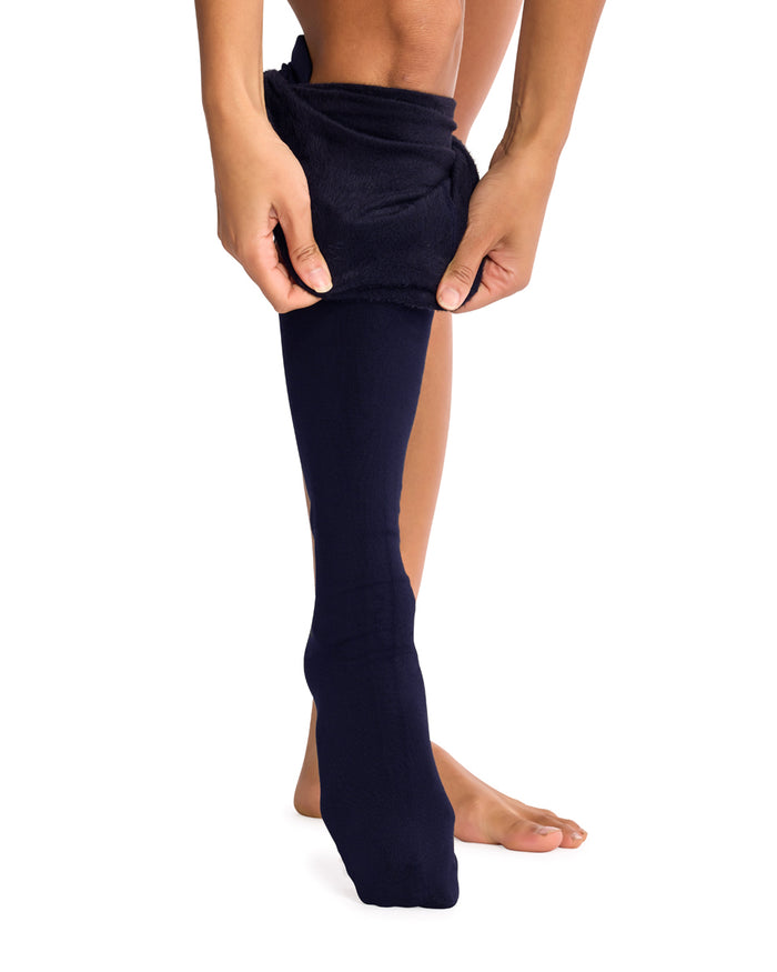 Bamboo Velvet Fleece Lined Thermal Tights- Navy