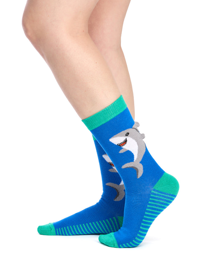 Kid's Cotton Rich Crew Socks - 3 Pack - Sharks