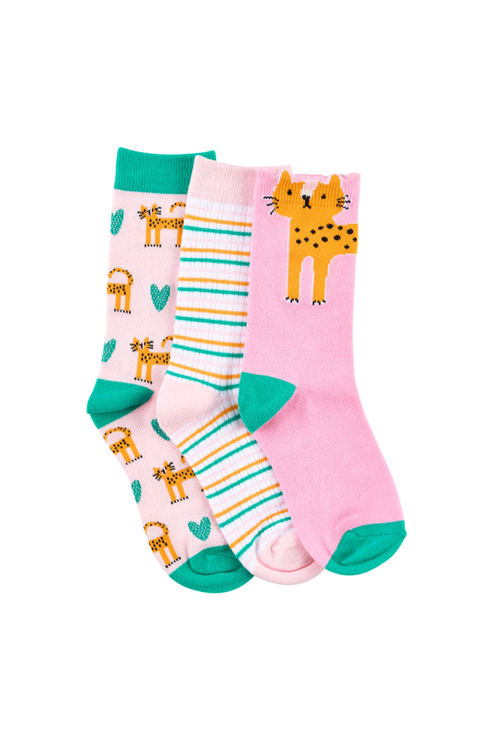 Kid's Cotton Rich Crew socks - 3 Pack - Cats