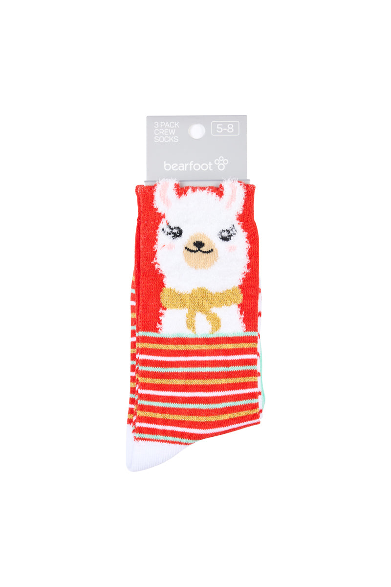 Kid's Cotton Rich Crew socks - 3 Pack - Llama
