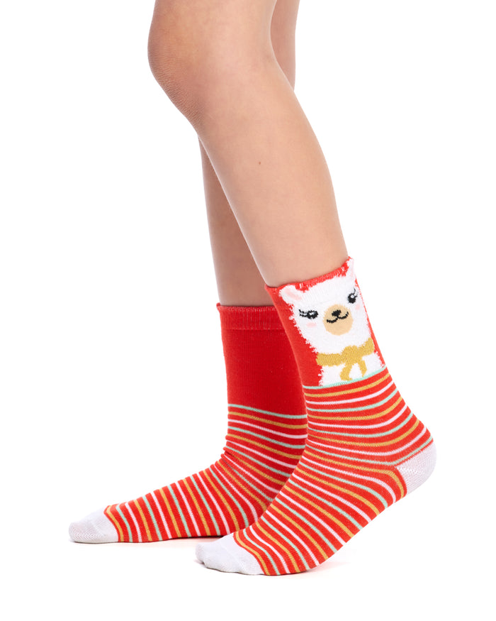 Kid's Cotton Rich Crew socks - 3 Pack - Llama
