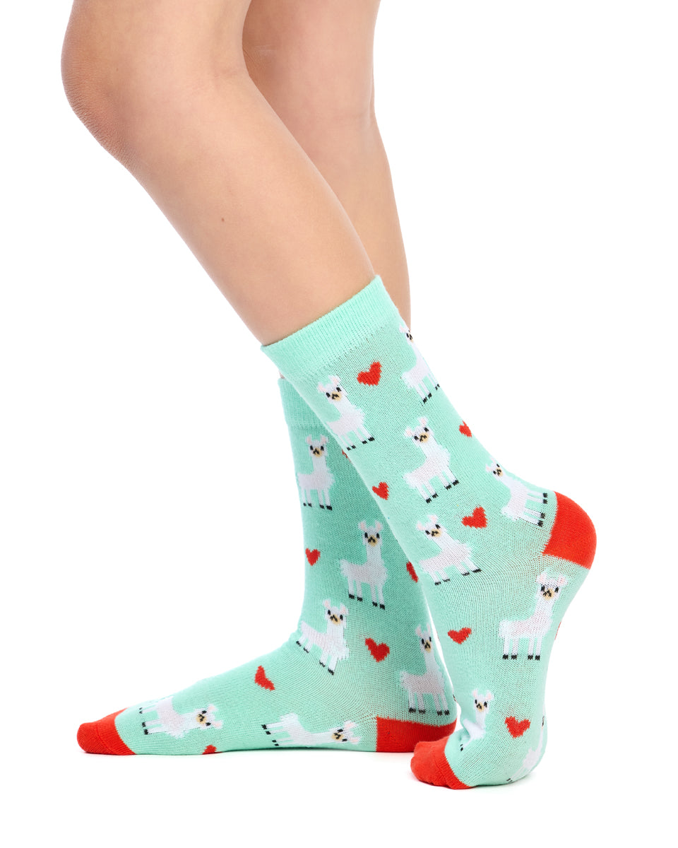 Kid's Cotton Rich Crew socks - 3 Pack - Llama
