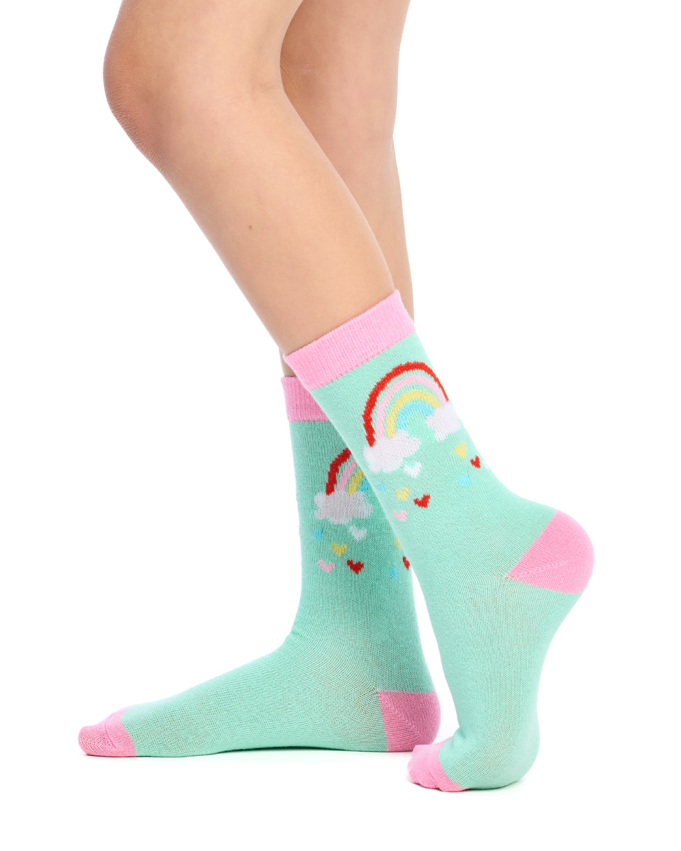 Kid's Cotton Rich Crew socks - 3 Pack - Golden Unicorn
