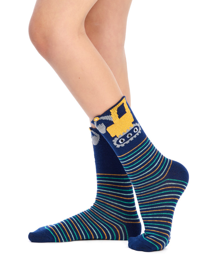 Kid's Cotton Rich Crew Socks - 3 Pack - Digger